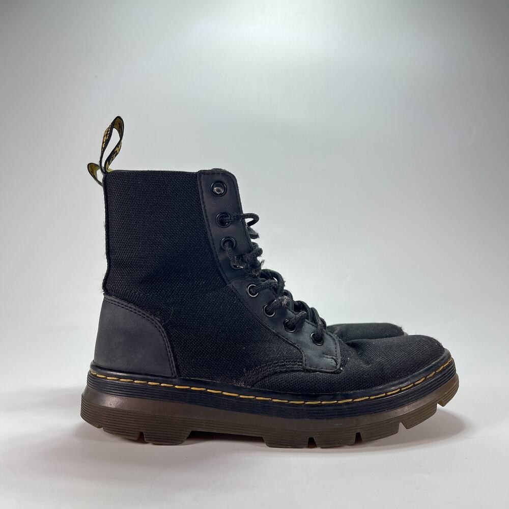 Dr. Martens Combs Black Canvas Casual Combat Utility Ankle Boots Women's Size 6